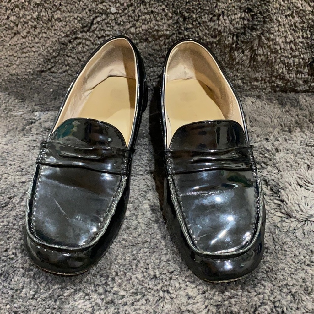 Black Patent Leather Oxford Slip Ons